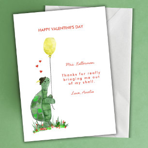 Tarjeta Festiva Profesor Tortuga del Día de San Valentín