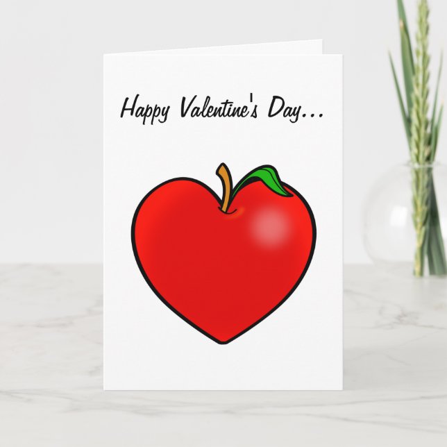 Tarjeta Festiva Profesor Valentine Heart Apple (Anverso)