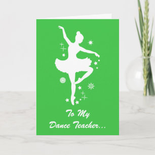 Tarjeta Festiva Profesora de danza Felices Fiestas Ballerina Silho