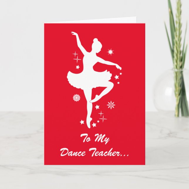 Tarjeta Festiva Profesora de danza Felices Fiestas Ballerina Silho (Anverso)