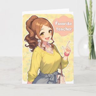 Tarjeta Festiva Profesora favorita Anime Woman