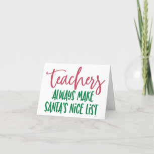 Tarjeta Festiva Profesores personalizados siempre hacen la lista d