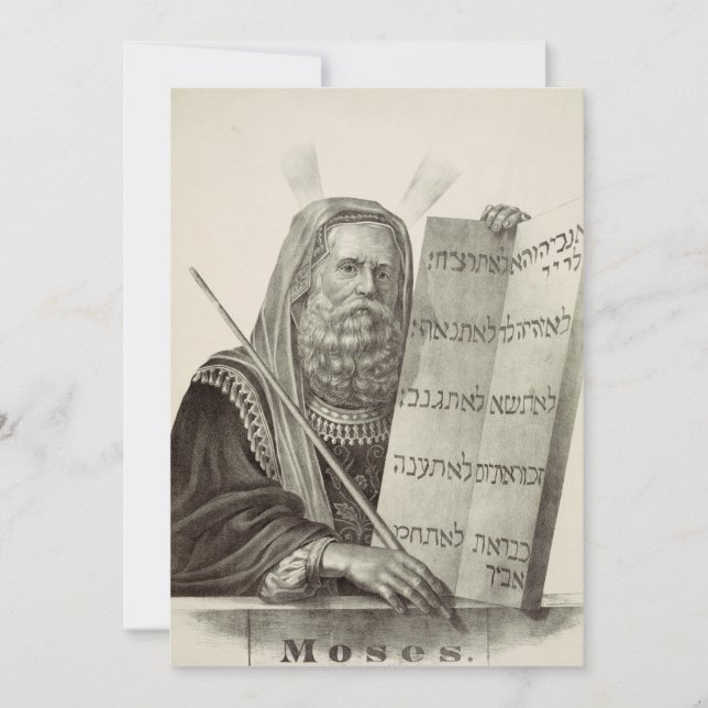 Tarjeta Festiva Profeta Moisés con las Tablas de la Ley (Anverso)