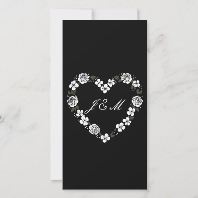 Tarjeta Festiva Programme de mariage en noir et blanc   (Reverso)