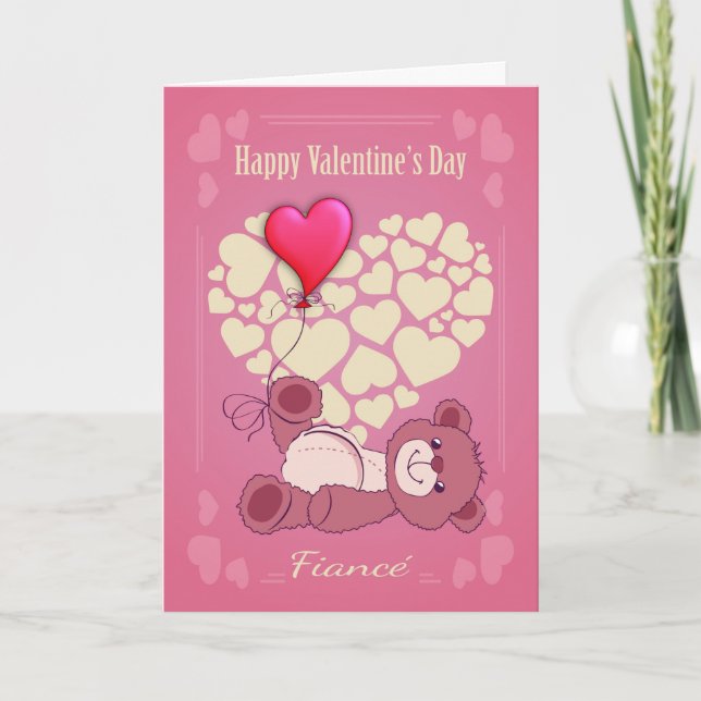 Tarjeta Festiva Prometido, el día de San Valentín con el oso de (Anverso)