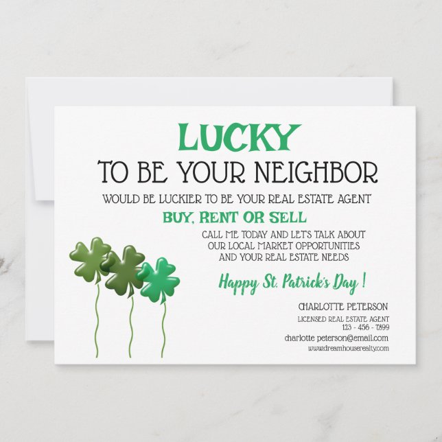 Tarjeta Festiva Promocional del Día de San Patricio (Anverso)