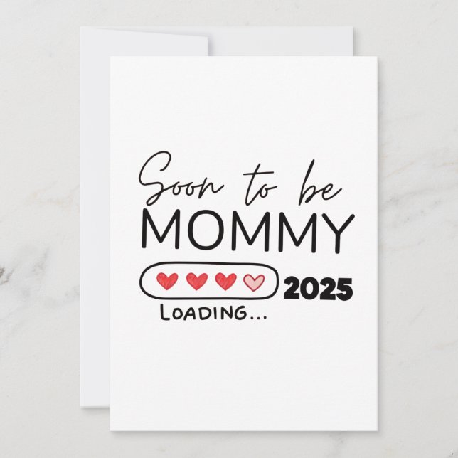 Tarjeta Festiva Pronto será mamá 2025 Embarazo en San Valentín (Anverso)