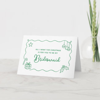 Tarjeta Festiva Propuesta de Dama de Honor Navideña Caprichosa Dib