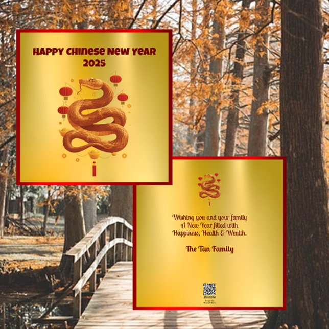 Tarjeta Festiva Próspera serpiente dorada saludo de año nuevo chin (Subido por el creador)