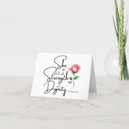 Tarjeta Festiva Proverbios 31:25 Ella está vestida de la Biblia Ve