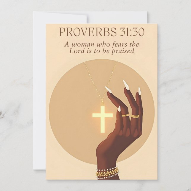 Tarjeta Festiva Proverbs 31:30 Faith & Grace Inspirational Art (Anverso)