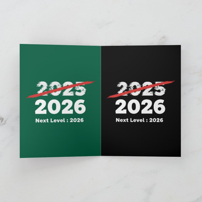 Tarjeta Festiva Próximo Nivel 2026 | Divertida Despedida 2025 Año  (Interior)