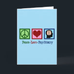 Tarjeta Festiva Psychiatrist Peace Love Psychiatry<br><div class="desc">Peace Love Psychiatry. A cute psychiatrist Christmas gift featuring a peace sign,  heart,  and human brain. A pretty present for a psychiatric nurse that works with mental health patients in a mental hospital ward.</div>