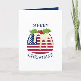 Tarjeta Festiva Pudding festivo con | BANDERA AMERICANA | NAVIDADE