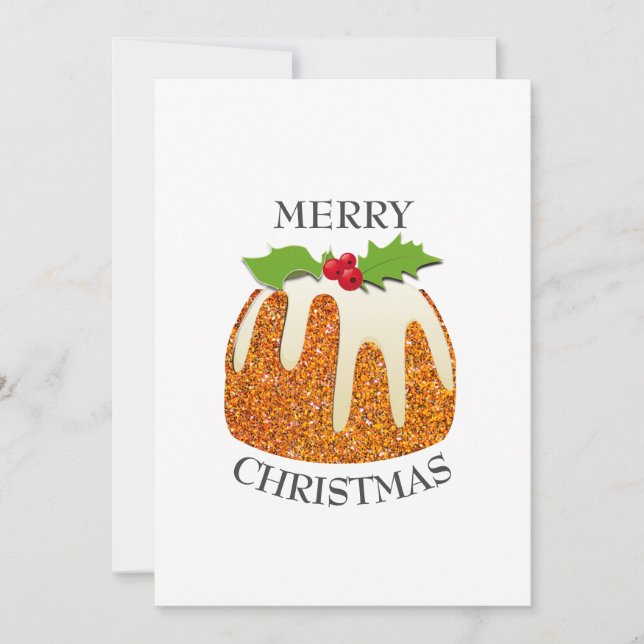 Tarjeta Festiva Pudding festivo con Naranjas PURPURINAS Navidades (Anverso)