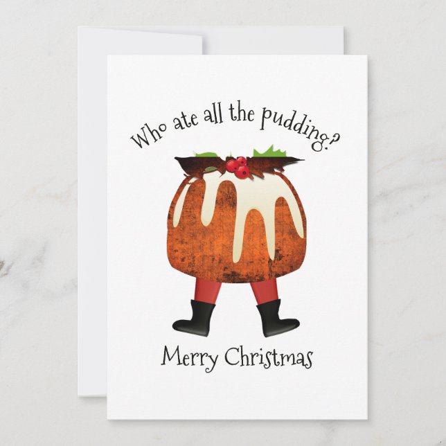 Tarjeta Festiva Pudding Humor Merry Christmas (Anverso)