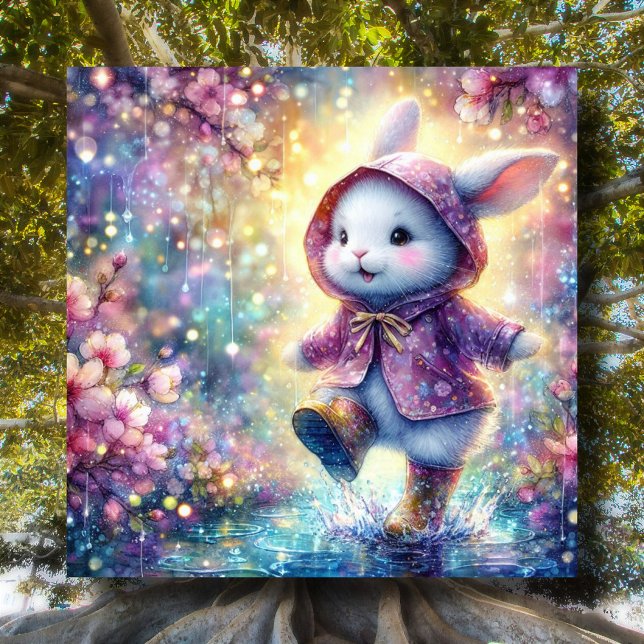 Tarjeta Festiva Puddle Hopping Bunny Easter Greetings (Subido por el creador)