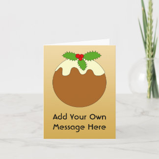 Tarjeta Festiva Pudín del navidad. Fondo del color oro