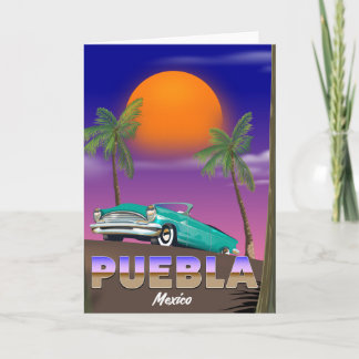 Tarjeta Festiva Puebla México, cartel de vacaciones