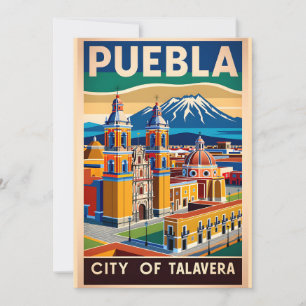 Tarjeta Festiva Puebla Vintage Ciudad de México de Talavera Retro