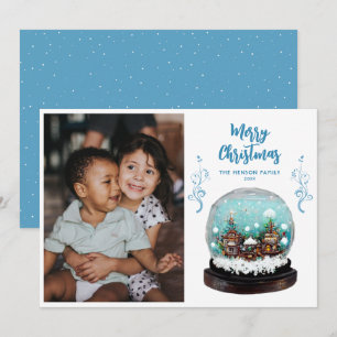 Tarjeta Festiva Pueblo de invierno de bola de nieve de vidrio Foto