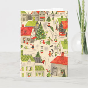 Tarjeta Festiva Pueblo de los pequeños Navidades