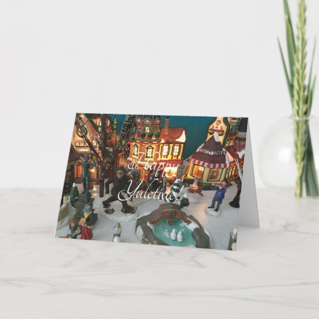 Tarjeta Festiva Pueblo de vacaciones en pie de página (Anverso)