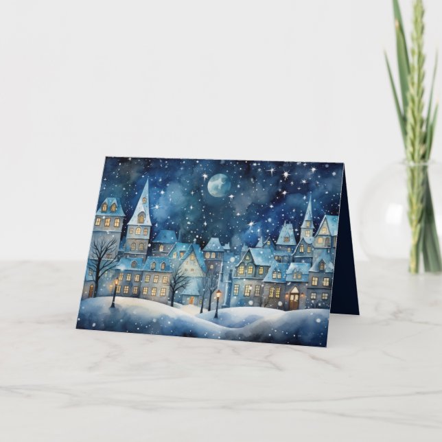Tarjeta Festiva Pueblo Navideño (Anverso)