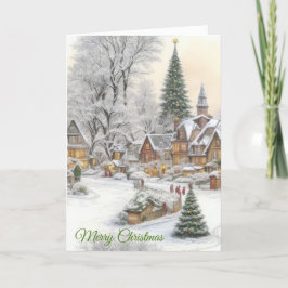 Tarjeta Festiva Pueblo Navideño