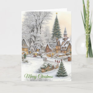 Tarjeta Festiva Pueblo Navideño