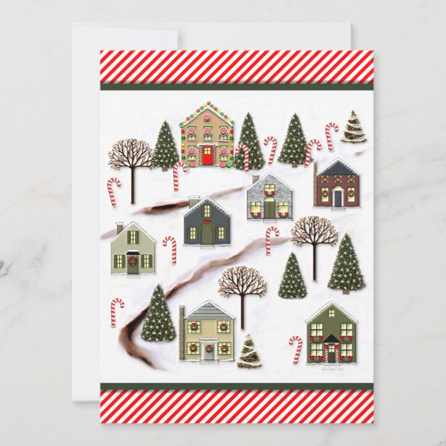 Tarjeta Festiva Pueblo Navideño (Anverso)