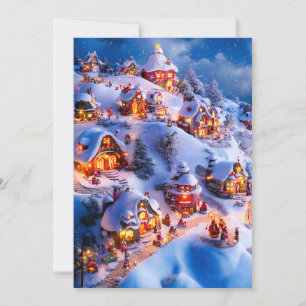 Tarjeta Festiva Pueblo Navideño Caprichoso de Colinas Nevadas