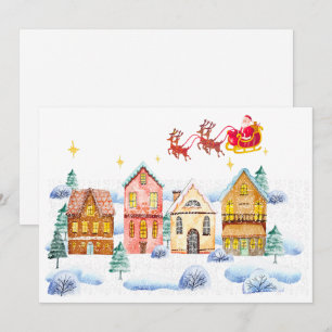 Tarjeta Festiva Pueblo navideño del Polo Norte de Santa Claus