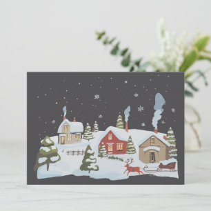 Tarjeta Festiva Pueblo Navideño Granja de Vacaciones Navideño Vint