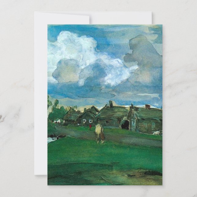 Tarjeta Festiva Pueblo Ruso Valentin Serov (Anverso)