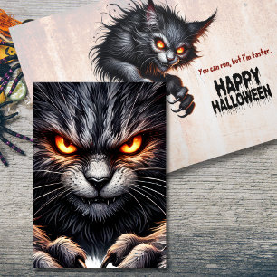 Tarjeta Festiva Puedes Correr, Pero Soy Más Rápido Gato Endiablado