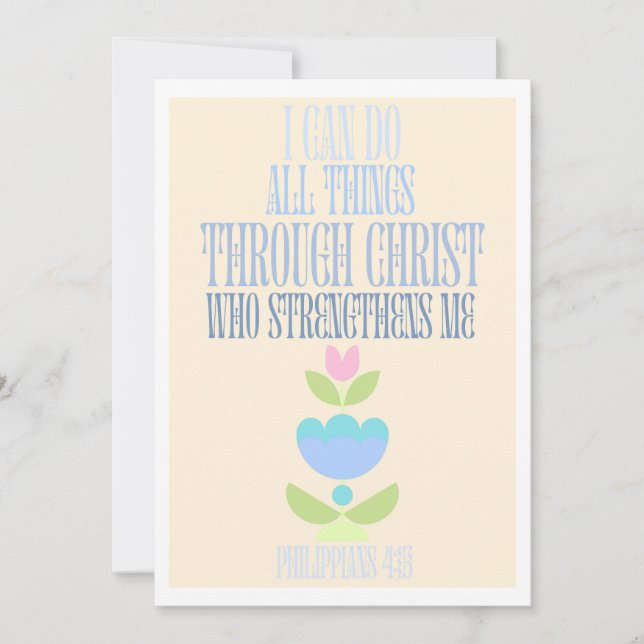 Tarjeta Festiva Puedo Hacer Todas Las Cosas A Través De La Fe Cris (Anverso)