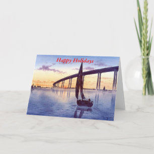 TARJETA FESTIVA PUENTE EN SUNSET-T