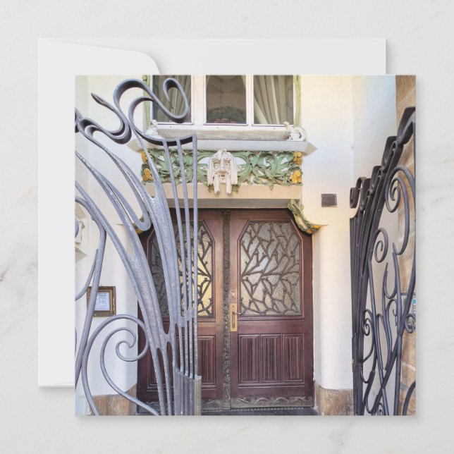 Tarjeta Festiva Puerta de Art Nouveau Praga (Anverso)