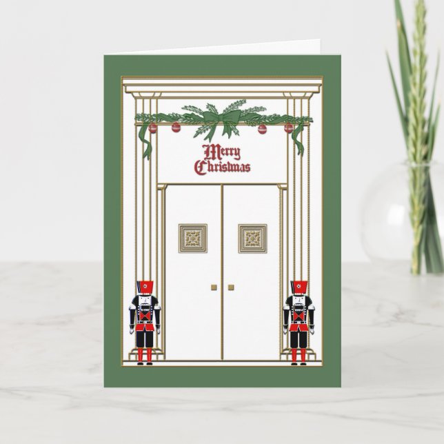 Tarjeta Festiva Puerta de los navidades con petardos (Anverso)