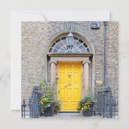 Tarjeta Festiva Puerta georgiana amarilla en Dublín