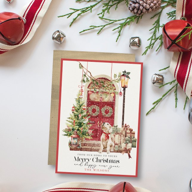 Tarjeta Festiva Puerta roja nuestro hogar para tus Navidades de pe (Subido por el creador)