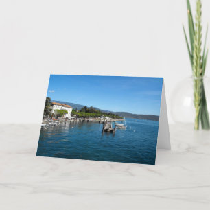 Tarjeta Festiva Puerto de Maderno en el lago de Garda en Italia