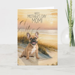 Tarjeta Festiva Puesta de sol de Bulldog Francés bronceado en la p