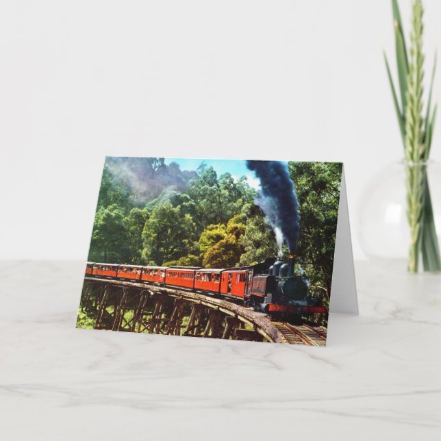 TARJETA FESTIVA PUFFING BILLY EN AUSTRALIA (Anverso)