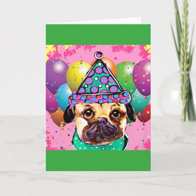 Tarjeta Festiva Pug (Anverso)