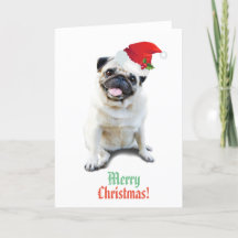 ¡Pug con tema Feliz Navidad!tarjeta