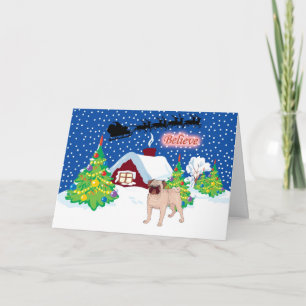 Tarjeta Festiva Pug Cree En Santa Navidades