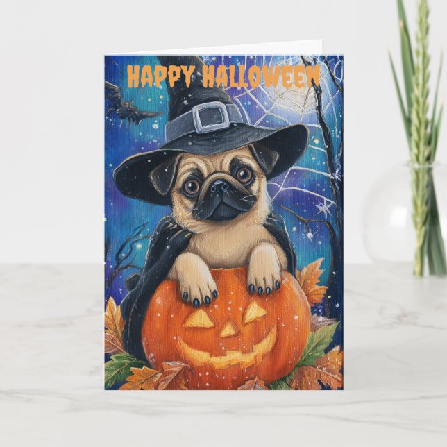 Tarjeta Festiva Pug de Halloween (Anverso)