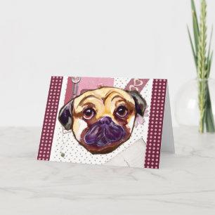 TARJETA FESTIVA PUG DE SAN VALENTÍN
